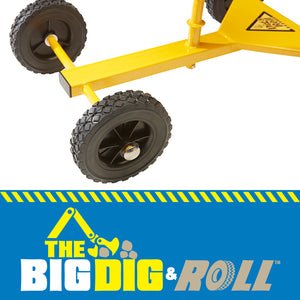 The Big Dig and Roll close up on wheels on a White Background