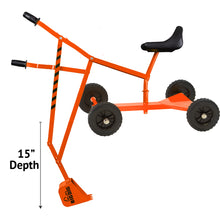 Load image into Gallery viewer, 15 inches digging depth of the Orange Special Edition Big Dig and Roll on a White Background