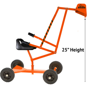 25 inch dumping height of the Orange Special Edition Big Dig and Roll on a White Background