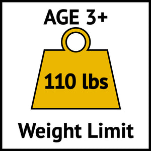 Weight Limit Graphic of 110 pounds and ages 3 plus