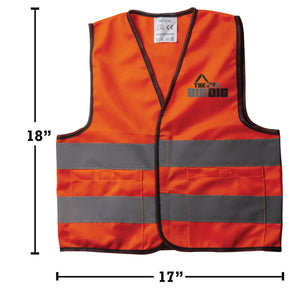 Big Dig Vest with Dimensions, 18 inches tall and 17 inches wide