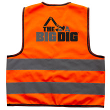 Load image into Gallery viewer, Back of Big Dig Vest with Big Dig Logo in Black and Gray