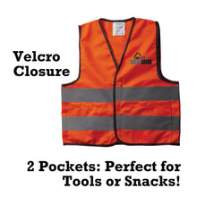 Load image into Gallery viewer, Big Dig Vest with callouts for  Velcro Closure and 2 pockets for tool or snacks